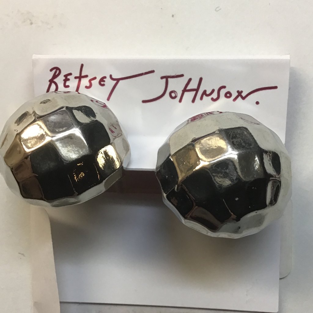 Betsey Johnson New Silver Faceted Round Half Sphere Earrings 27$
